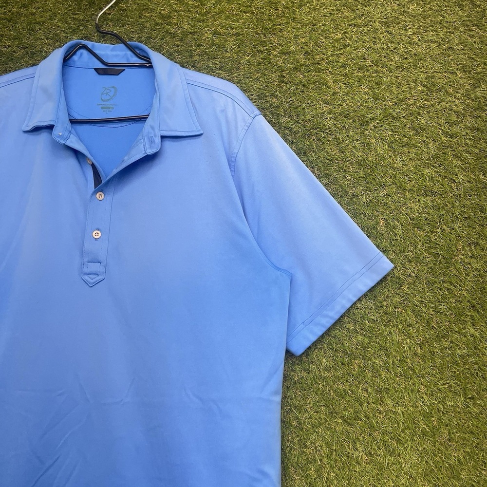 Zero Restriction Tour Series Golf Polo Shirt Mens Large Blue Hiking Outdoor y2k